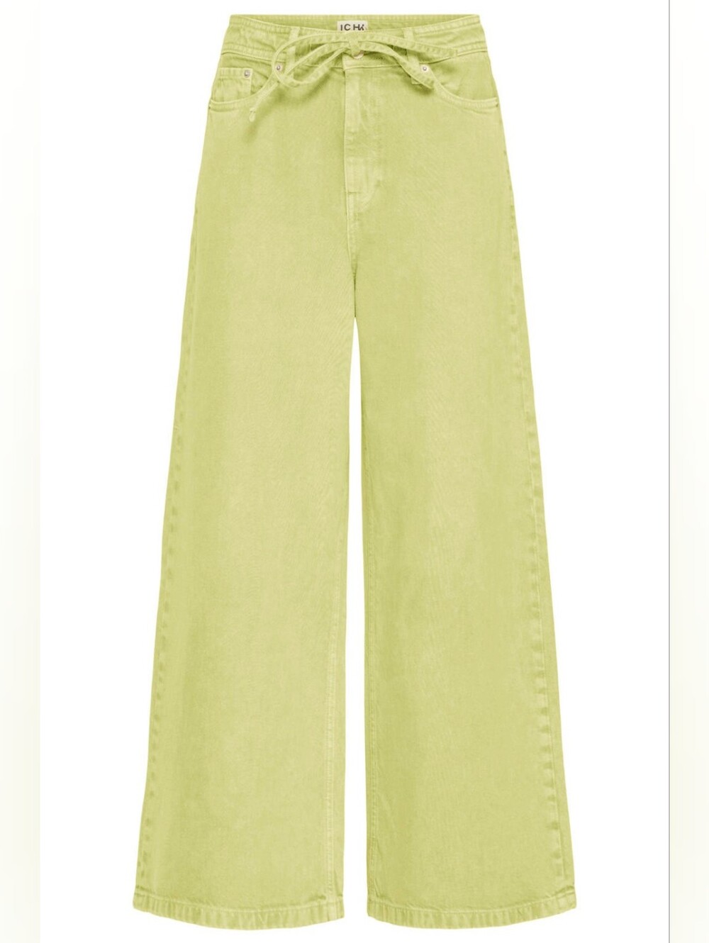 ICHI IHMIJALLA JA high waist wide leg jeans lichtgroen